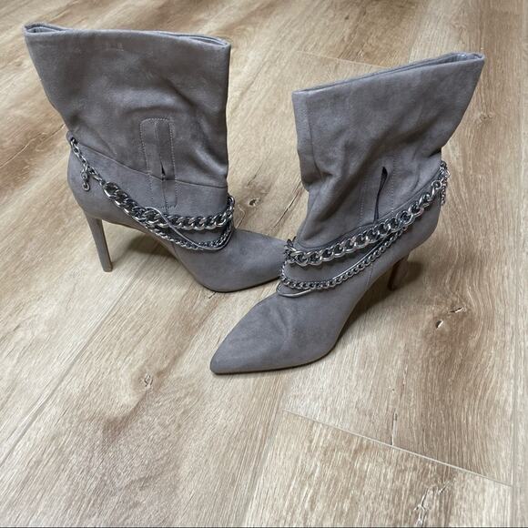 INC International Concepts Women's Taupe Stiletto Reanna Chain Dress Boots sz 5 - Picture 3 of 12